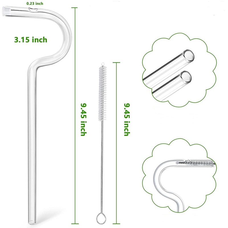 Premium Glass Anti-Wrinkle Drinking Straws Set - 2Pack for 40oz