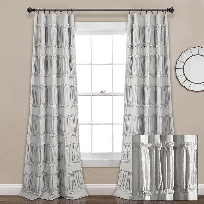 Lush Decor Nova Ruffle Window Curtain Panel Pair, 42"W x