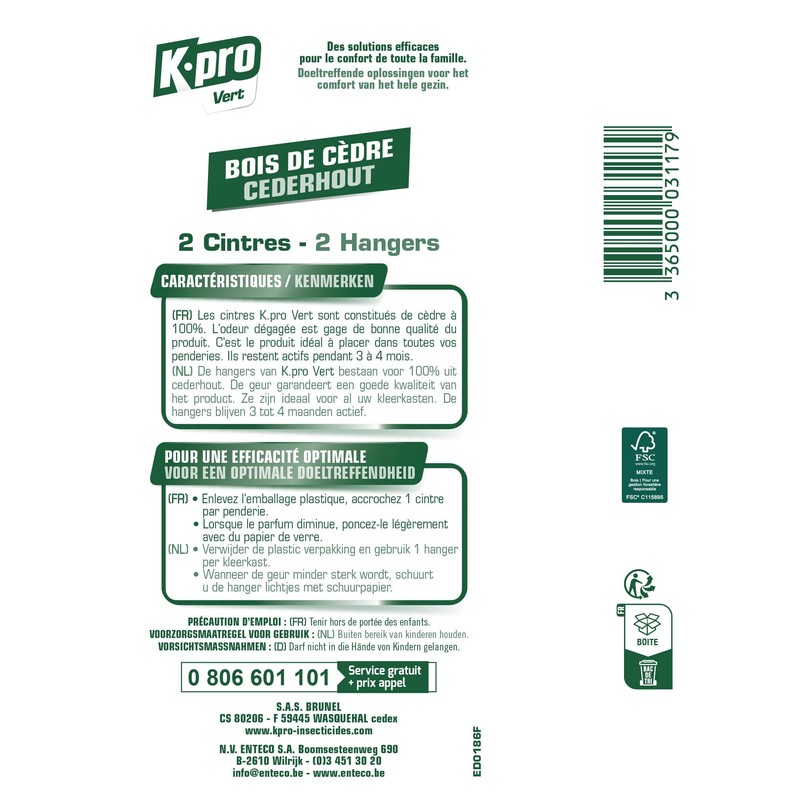 K.PRO Cedar Wood Hangers for Clothes Moths (Pack of 2)