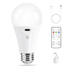 Powfloven E26 Rechargeable Light Bulbs with Remote and USB Charging, 1 Pack