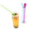 10 Pieces Slush Straws, Colored Straw Spoon 2 in 1,