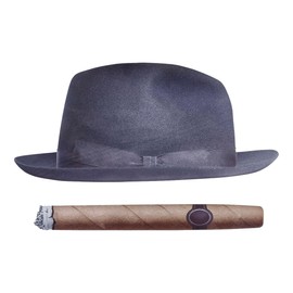 Fedora and Cigar Car Window Sticker Decal, Funny Car Decoration Sticker for Car Side Window, Driving Fake with Fedora Hat and Cigar Car Decal, Universal for Trucks, SUVs, Racing (B Style)