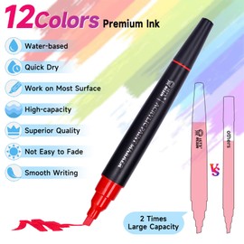 LET'S RESIN 12 Colors Acrylic Paint Markers, 3 Tips Multi-Purpose & High-Capacity Acrylic Paint Pens, Perfect Resin Supplies for Resin Crafts, Rock, Stone, Canvas, Glass, DIY Making Art Supplies
