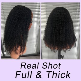 DSEKCAIN Kinky Curly V Part Wig Human Hair Glueless Clip In 100% Real Human Hair Curly V part Wigs No Glue No Sew In Upgrade U Part Wig For Beginners Friendly 200 Density 22 Inch