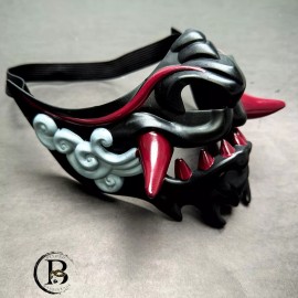 Ghost Japanese Samurai Warrior Devil Ghost Mask Cosplay Masquerade Mask Jaw Teeth Skul