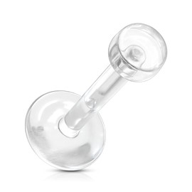 PiercedOff Bio Flex Clear Retainer with Removable Push-In Top - Thickness 16GA (1.2mm) / Length 8mm / Top Size 3mm