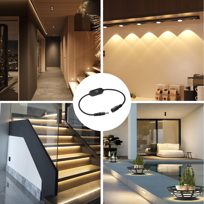 GINTOOYUN 2pcs LED Touch Inline Dimmer Switch DC 12V 3A