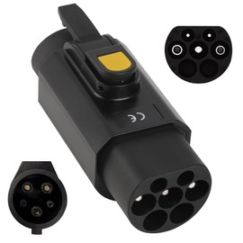 Type 2 to Type 1 EV Adapter, 32A EV Charging Cable Adapter Charger IEC 62196 to SAE J1772 for Electric Vehicles Converter Car Charger Adapter