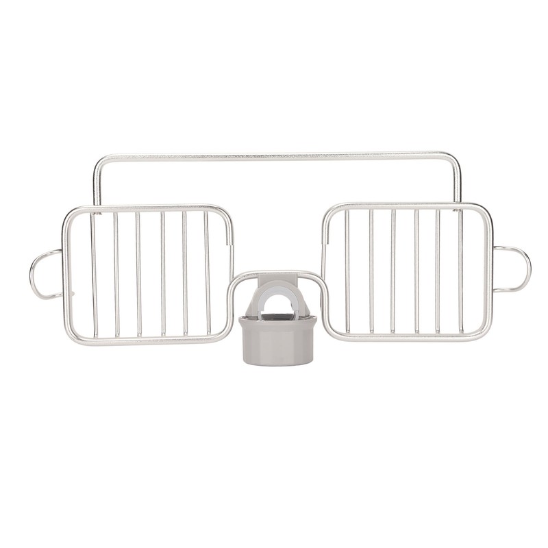 Faucet Storage Shelf Aluminum Plastic Two Containers with Towel Rod
