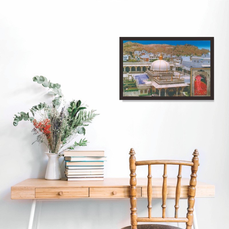 mad masters Ajmer Dargah Sharif Wooden Framed Painting (Multicolour)