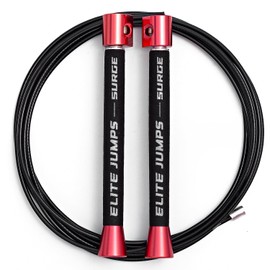 Elite Jumps Surge 3.0 Professional Speed Rope for Double Unders - Patented Dual Bearing Ultra Light-Weight Handle for Premium Spin Control and Kink-Resistant Cable for fast Speed Jump Rope