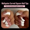 Uñas postizas cuadradas curvas Wellquinn, cobertura total, extra curvas, transparentes,