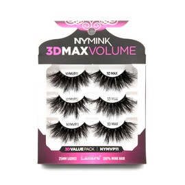 Laflare 3D NY MAX VOLUME 20-25mm Long Dramatic Styles, 100% Real Mink Hair Lashes, Luxury Makeup, Natural, Light, Trendy, Variety, Reusable, Multi-Layered 3 Pairs Value Pack Lashes