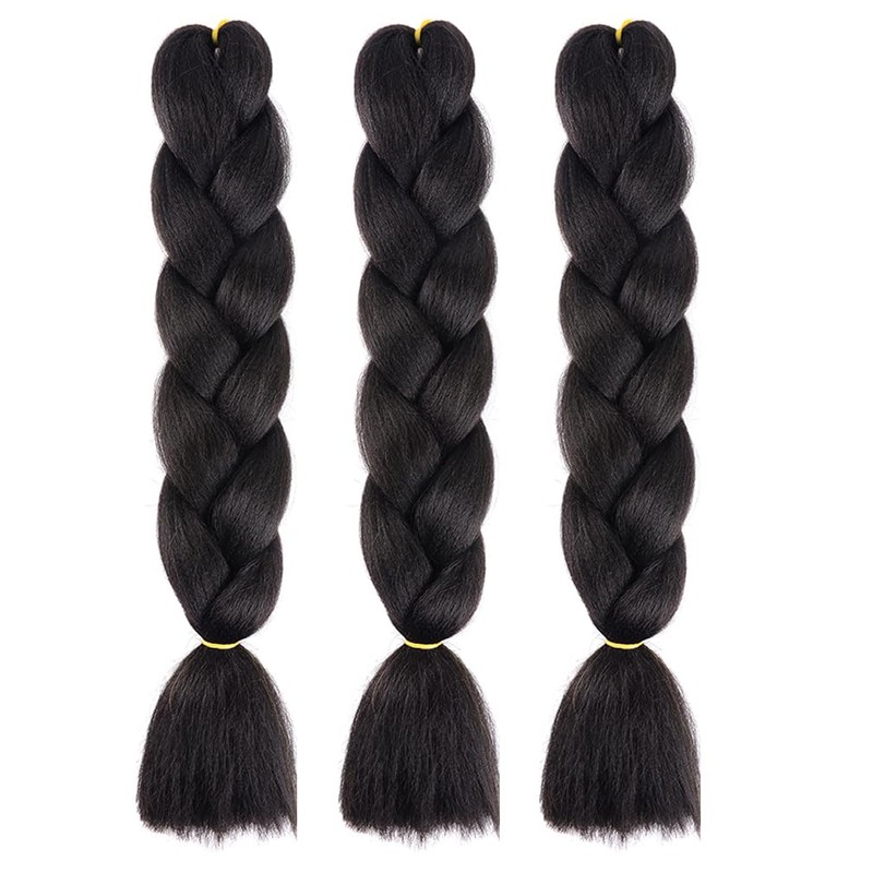 Braided Hair Extensions Black Braids Hot Water Setting (Pack of