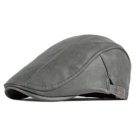FREESE Men's Hunting Hat, Newsboy Cap, Classic Leather-Look, UV Cut, gray, Free size