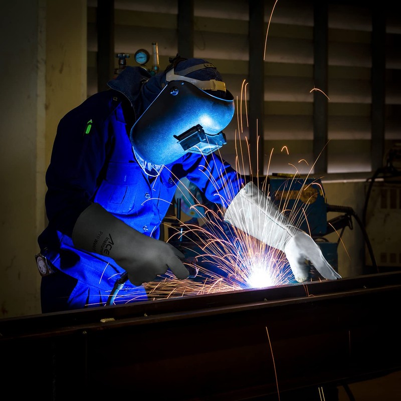 ACE ProWeld Welding Work Gloves - Protective Leather Gloves for
