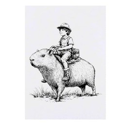 Azeeda 'Junge reitet auf einem Wasserschwein' Temporäres Tattoo - Hautfreundlicher & Ungiftiger Abziehbild · Wasserfest (TO00076741)