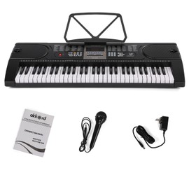 Akkord AKD 61KB 61-Key Octave Electronic Keyboard with adapter- LED Display | Mic |Music Sheet Stand | 255 Rhythms | 255 Timbres | 24 Demos