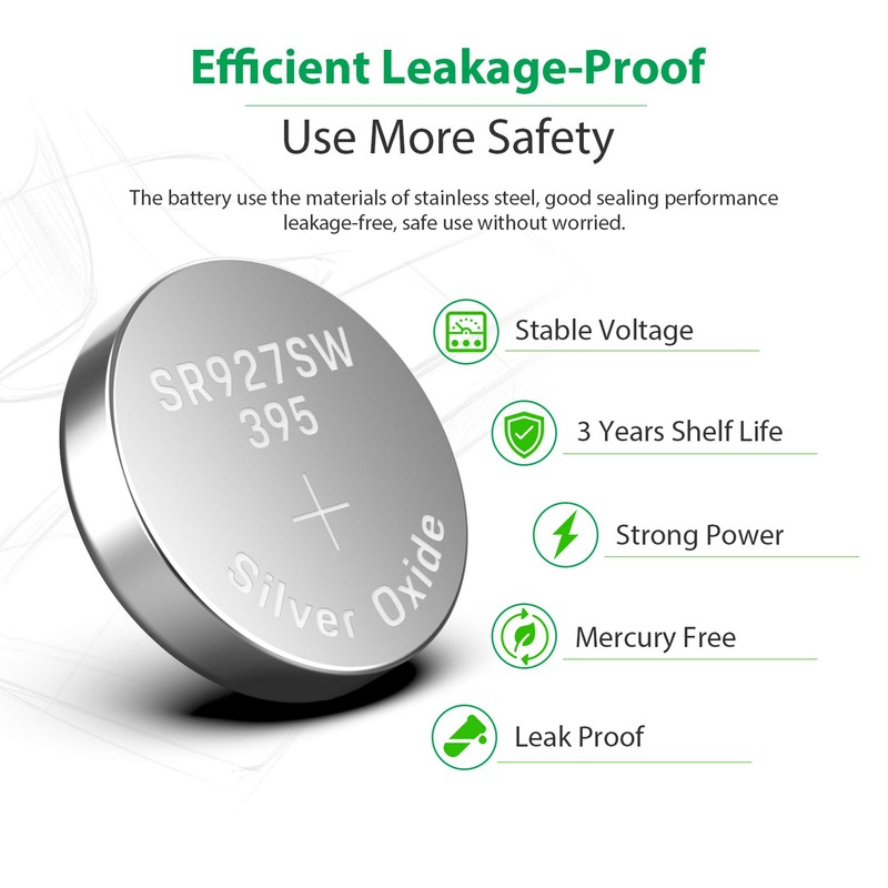 LiCB 10 Pack 395 SR927SW 399 Watch Battery,Long-Lasting & Leak-Proof,High