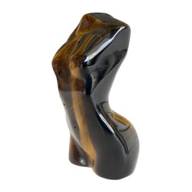 Manekieko Tiger's Eye Healing Crystal Female Model Figurine Sculpture, 50mm Carving Pocket Palm Stone Office Decor Decoration