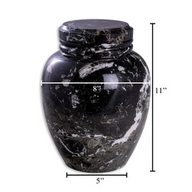 Deering Moments Marble Cremation Memorial Urn for Human Ashes Adult Size, Decorative Genuine Marble Urn - Large (Black)