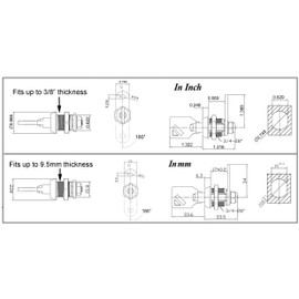 Admiral Locks Tubular Cam Lock, Keyed Alike Removable Key RV Compartment Storage Lock Cabinet Locks (Black Pack of 5, 5/8" 180°)