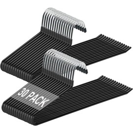 devesanter Trouser Hanger 30 Pack Open-Ended Metal Pants Hangers Durable Anti-Rust Chrome Metal Pants Hangers Non-Slip Coating Space Saving Easy Use Coat Hangers forJeans, Slacks, Blanket (Black)