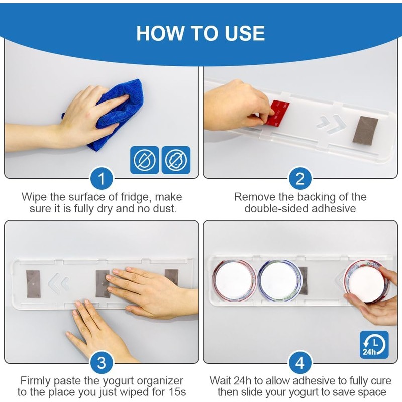 SOPHICO Organizer for Fridge, 4 Capacity Sliders for Refrigerator, Yogurt