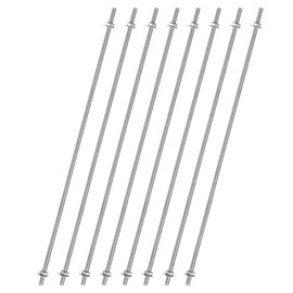 uxcell 8pcs 8/32 Inch M4 Threaded Rods with 16pcs Hex Nuts and Washers 16 Inch 201 Stainless Steel Full Threads Right-Hand Thread for Hangers, U-Bolts, Beaded Garden Stake Rods, Silver