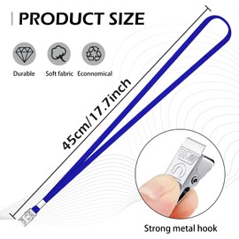 XHDA 100PCS Blue Lanyards for Neck, Lanyards for ID Badge, Lanyard with Metal Clip for ID Card Badge Holder