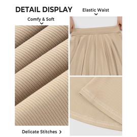 BOOPH Kids Girls Skirt Casual Mini Flare Plain Pleated Skater Uniform Skirts 10-11 Years Khaki