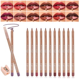 12 Colors Matte Lip Liner Set, Waterproof Smudge-Proof Liners, Long Lasting, Crayon Levre With Pencil Sharpener, Smooth Makeup Kit, For Women Daily,Professional Makeup Gift