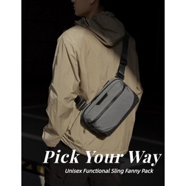 Schkleier Casual Crossbody Bag, Light weight Waist Belt Bag and Chest Bag, Waterproof Fanny Pack, for Men and Women, for Daily Use, Sprots,Traveling Running and Hikling, Yellow with khaki, Daypack