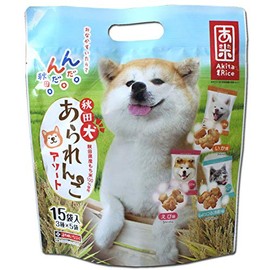 Inafuku Rice Candy Akita Inu Arako, Assortment, Shrimp Flavor, Squid Flavor, 15 Bags (3 Types x 5 Bags Each)