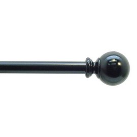 Decorative Curtain Rod with Ball Finial - Size: 48" to 84" Color: Black