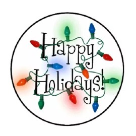 Unbranded 48 Happy Holidays lights!!!  ENVELOPE SEALS LABELS STICKERS 1.2" ROUND