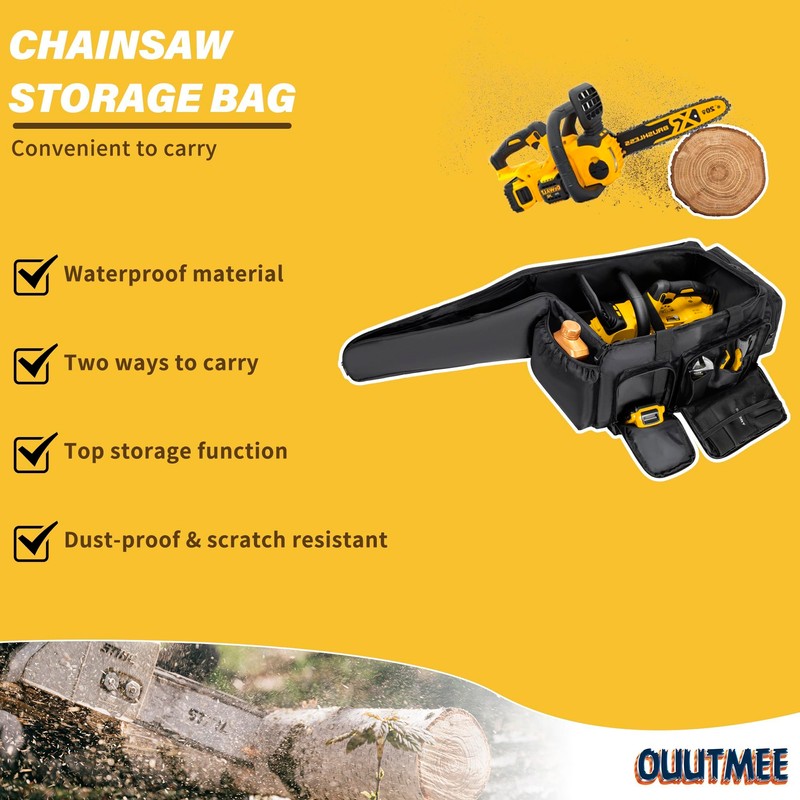 OUUTMEE Chainsaw Carrying Case, Waterproof Foldable Chainsaw Storage Bag Compatible