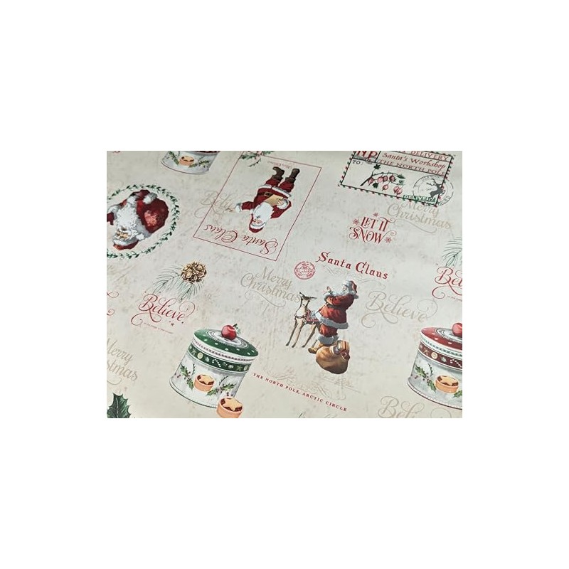 Karina Home Christmas Santa Claus Cream PVC Vinyl Wipe Clean