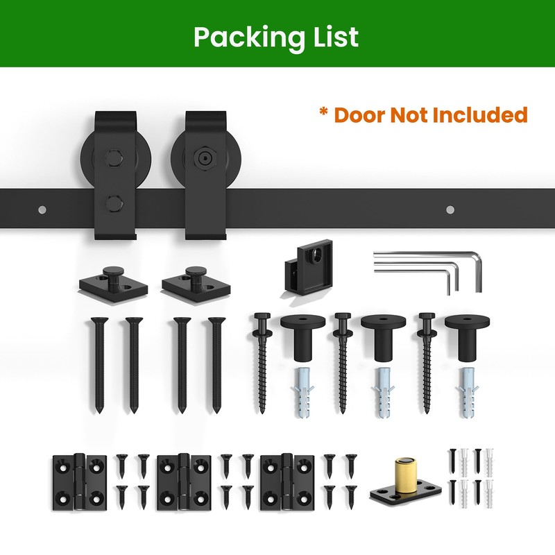 SMARTSTANDARD 64" Bifold Sliding Barn Door Hardware Kit, 5.3ft Top