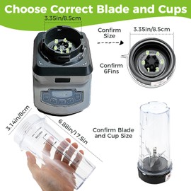 Replacement for Ninja Blender 16oz Cups Scale with Sealing Cap and 6 Fins Extractor Blade Compatible with Nurti Ninja Blenders BL660 BL663 BL663CO BL665Q BL740 BL770 (Pack of 5)