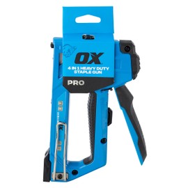 OX Tools Pro 4 in 1 Heavy Duty Staple Gun for Carpentry, Upholstery, Roofing, Flooring, DIY, Decoration, Repair