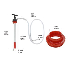 Manual Liquid Pump, Fluid Transfer Pump, Portable Oil Hand Pump for Fuel Removal, Push Suction Pump Extractor for 5 Gallon(20L) Bucket with 50 in Hose and Nozzle