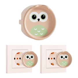 4 Sockets Child Safety Socket, Owl Child Safety Socket, Removable Child Safety Sockets (Apricot)