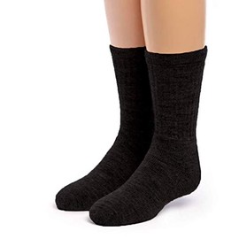 Warrior Alpaca Socks - Unisex Kid's Outdoor Alpaca Wool Socks - Terry Lined Foot - Black- Ribbed (Small)