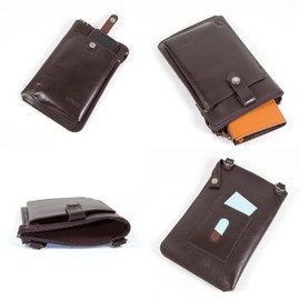 Doubles JYS-7356 Shoulder Bag, Pouch, Men's, Women's, Genuine Leather, Small, dark brown