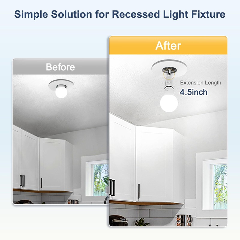 DiCUNO Light Socket Extender, E26 Light Bulb Extender, 4.5 Inch