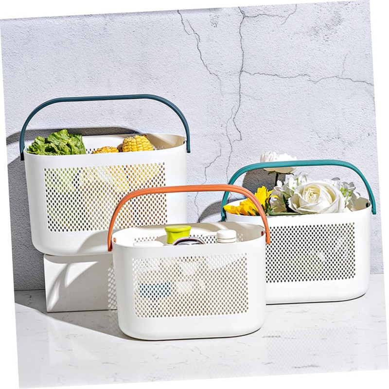 ABOOFAN Plastic Storage Basket with Handles Ventilated Organizer for Bathroom