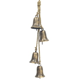 Christmas Hanging Bells XXL Large Cow Bells on Rope Bells Vintage Bells Rustic Metal Bell Bell for Fireplace, Porch or Garden Indoor Outdoor