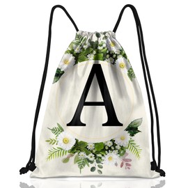 Zewurtuw Initial Letter Drawstring Backpack String Sports Gym Bags Waterproof Sackpack Cute for Men Women Beach (13"×17") (Letter-A)