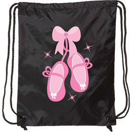 inktastic Ballerina Pink Ballet Slippers Drawstring Bag Black 27109